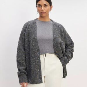 NEW Everlane The Confetti Cardigan Charcoal Grey Merino Wool Women’s L NWT